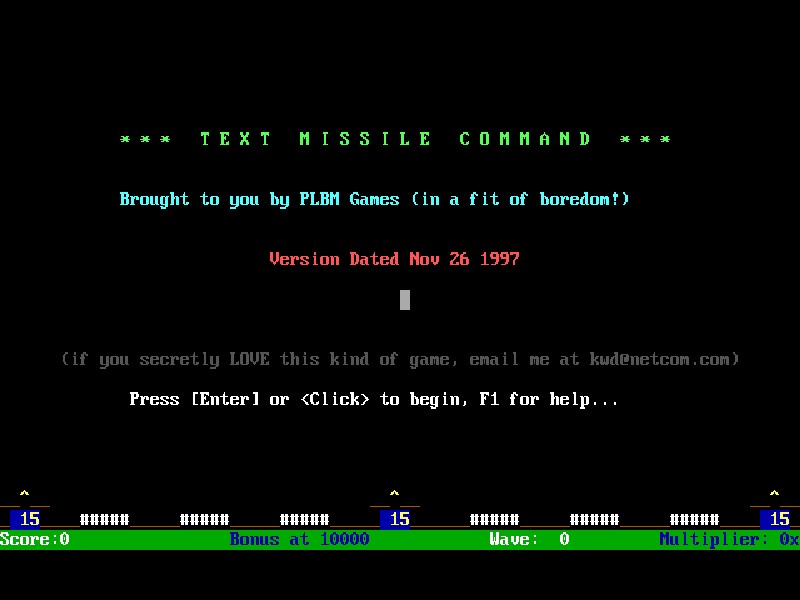 Text Missile Command